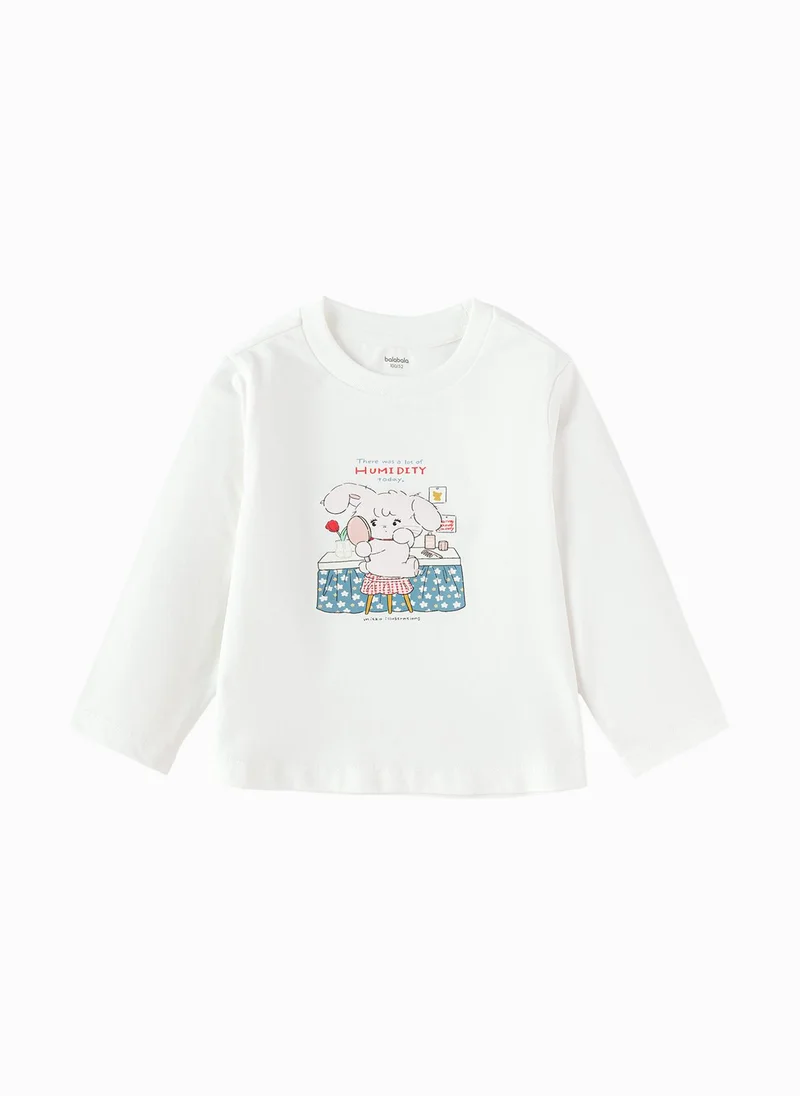 Balabala Toddler Girls Round v-neck long-sleeved T-shirt